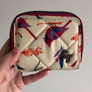 lug splits se cardinal Quilted Bird Print Zip Wallet - Cream/Pink/Blue/Orange